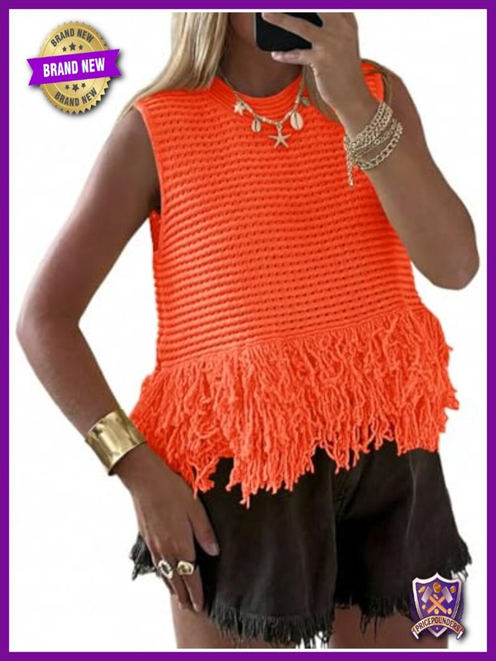 Crochet Fringe Sweater Vest Tank Top
